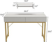 White Compact Makeup Table with Drawers