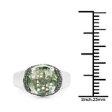3.95 Carat Genuine Green Amethyst and Green Diamond .925 Sterling Silver Ring