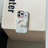 Red Lens-ring Phone Case With A Dachshund Stand