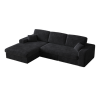 114.5'Modern Corduroy Modular foam Sofa, Recliner Seat reversible Sofa, 2-in-1 Sofa with Recliner and L-Shaped Sofa Combination with Three Cushion Neck Pillow Combination and Two Throw Pillows