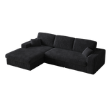 114.5'Modern Corduroy Modular foam Sofa, Recliner Seat reversible Sofa, 2-in-1 Sofa with Recliner and L-Shaped Sofa Combination with Three Cushion Neck Pillow Combination and Two Throw Pillows