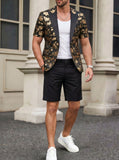 Mens Fashion Gold-embossed Pattern Suit Set