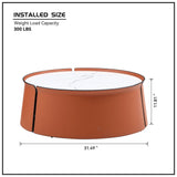 31.5" Coffee Table, Marble Top and Orange Saddle Leather Body