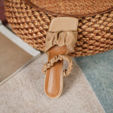 Fashionable Low-Heel Slender Square-Toe Flat Sandals