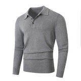 Fashionable Lapel-Neckline Buttoned Casual Pullover Base-Layer Knit Sweater