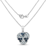 2.73 Carat Genuine Blue Sapphire and Aquamarine .925 Sterling Silver Pendant