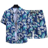 Floral Shirt Set Short Sleeves Retro All-over Floral Print Trendy