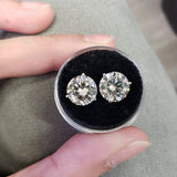 5Ct Round Cut VVS1 Diamond Style Push Back Stud Earrings 14K White Gold
