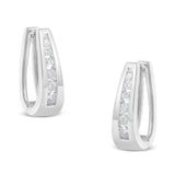 14k White Gold 1/4 Cttw Channel-Set Brilliant Round-Cut Diamond Hoop Earrings (I-J Color, I2-I3 Clarity)