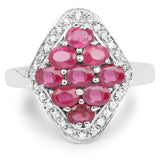 2.12 Carat Genuine Glass Filled Ruby & White Zircon .925 Sterling Silver Ring