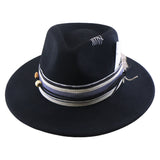Wool Felt With Feathers Fallwinter Flat-brim Jazz Hat
