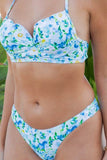 TWO PIECE FLORAL PRINTS PLEATED TOP BIKINI