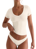 V-neck Short-sleeve Yoga Top For Workouts