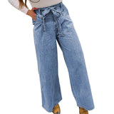 Multi-functional Denim Jeans With Bow Details, Designed Specifically For Women