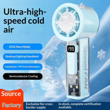 High-Speed Handheld Mini Fan With Digital Display Ice-Cooling Portable For Outdoor And Desk Use