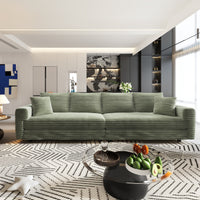 102.4 ' Plush Corduroy 4-Seat Sofa,Modern Comfy Upholstered Sofa Cloud Couch,Deep Seat Couches with Soft Pillows,Convertible Deep Seat Sofa Lounge Chair for Living Room Bedroom,Apartment,Office,Green