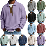 Mens Fashion Solid-Color Long-Sleeve Loose-Fit Sweatshirt