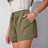 New Summer Cotton-linen Shorts With Pockets In Solid Colors