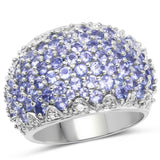 3.01 Carat Genuine Tanzanite and White Diamond .925 Sterling Silver Ring