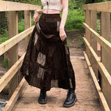 Loose-fit Velvet Maxi Skirt That Flatters The