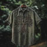 Retro style 3D printed Mens Short sleeve Shirt
