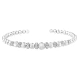 .925 Sterling Silver 1/4 Cttw Diamond Rondelle Graduated Ball Bead Cuff Bangle Bracelet (I-J color, I2-I3 clarity) - Fits wrists up to 7 1/2 inches