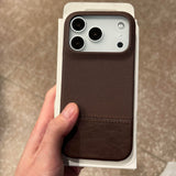 Smartphone Case In Vegan Leather With A Woven Texture And Magnetic Attachment