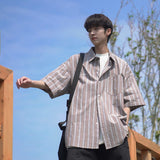 Men's Solid-Color Striped Short-Sleeve Top
