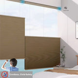 Raised Flag Day-Night Shade With Remote Control And Solar Panel-Full Blackout Motorized Shades For Home And Office-Cordless Organ Shade-Cordless Cellular Shade-Khaki