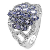 2.38 Carat Genuine Tanzanite .925 Sterling Silver Ring