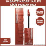 Maybelline New York Super Stay Vinyl Ink Lip Gloss - Long Lasting Shiny Finish -130 Extra