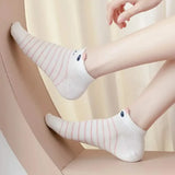 5-Pairs: Pink Kitty Crew Socks