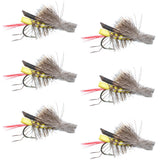 Daves Hopper Yellow Foam Body Grasshopper Fly - 6 Flies Hook Size 10