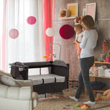 6-in-1 Foldable Baby Crib with Activity Center Diaper Changing Table