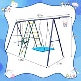 6-In-1 Outdoor Swing Set With Climbing Ladder Net And Basketball Hoop (SAK98152)