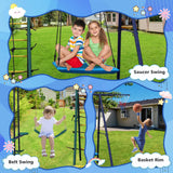 6-In-1 Outdoor Swing Set With Climbing Ladder Net And Basketball Hoop (SAK98152)