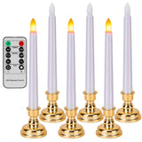 6-Packs: Flameless Taper Candles with 4 Light Modes and Remote Control