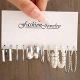 6-Pairs: Vintage Gold C-Shaped Hoop Earrings
