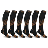 6-Pairs: Ultra V-Striped Knee-Length Compression Socks