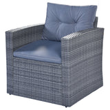 6-piece All-Weather Wicker PE rattan Patio Outdoor Dining Conversation Sectional Set with coffee table, wicker sofas, ottomans, removable cushions (Black wicker, Beige cushion)