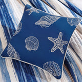 6 Piece Printed Quilt Set with Throw Pillows Blue King/Cal King