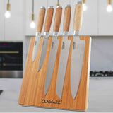 6-Piece: Zenware German Stainless Steel Kitchen Knives Set with Bamboo Magnetic Block