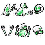 6-Pieces: Glow in the Dark Halloween Yard Sign Decorations with 12 Stakes