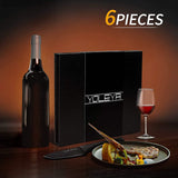 6-Pieces Set: YOLEYA High Carbon German Stainless Steel Black Serrated Steak Knife Set