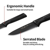 6-Pieces Set: YOLEYA High Carbon German Stainless Steel Black Serrated Steak Knife Set