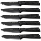 6-Pieces Set: YOLEYA High Carbon German Stainless Steel Black Serrated Steak Knife Set