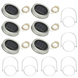 6-Pieces: Solar Powered Mason Jar Lid Lights 20 LEDs