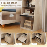 6-Tier Bookcase Freestanding Ladder Bookshelf with 2 Adjustable Shelves and Flip Up Door