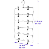6 Tier with Chrome Finish, Space-Saving Skirt with Clips for Women's Clothes, Foldable Hangers for Pants, Towel, Scarf, Bra, Kitchen & Closet Organization