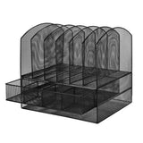 6 Trays 2 Tier Mesh Desk File Sorter Organizer Office Document Holder with Drawer